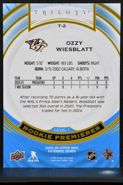 2025-26 UD Extende Series Trilogy Rookie Premieres Wiesblatt RC 834/999 4250