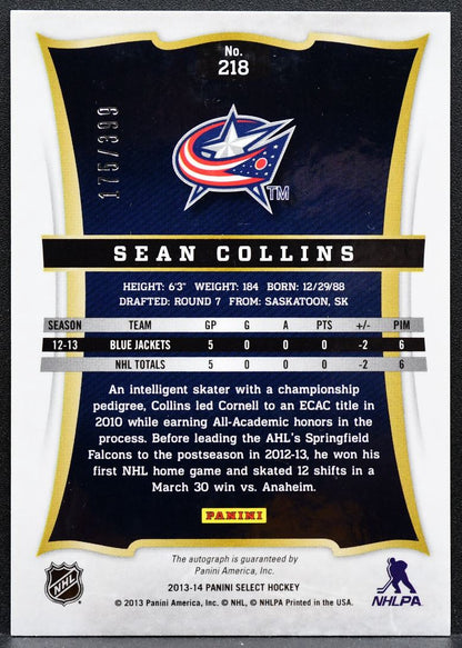 2013-14 Panini Select Rookie Auto Sean Collins Blue Jackets RC Auto 175/399 0543