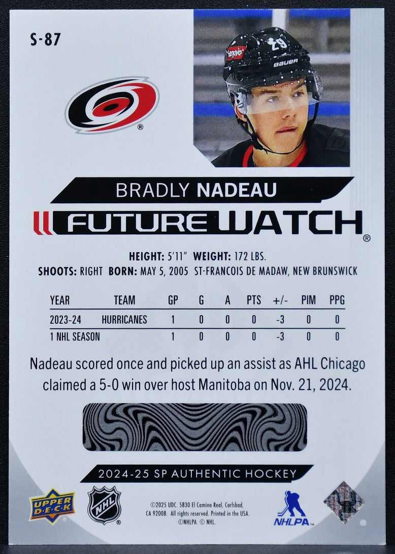 2024-25 SP Authentic Spectrum FX Future Watch Bradly Nadeau S-87 RC 6056