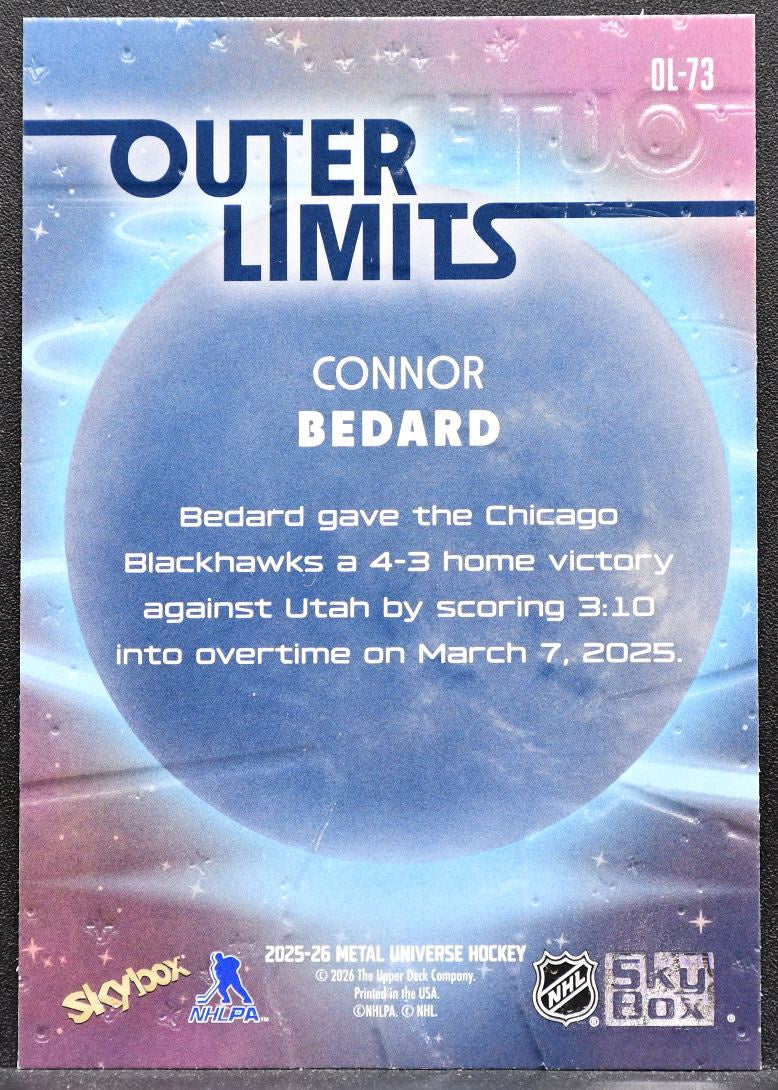 2025-26 SkyBox Metal Universe Outer Limits Connor Bedard OL-73 Blackhawks 6491