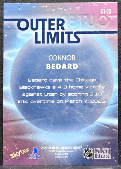 2025-26 SkyBox Metal Universe Outer Limits Connor Bedard OL-73 Blackhawks 6491