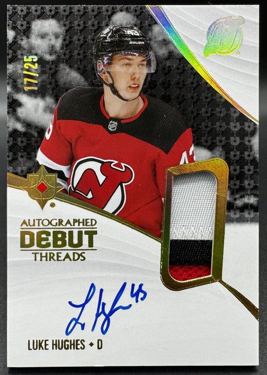 2023-24 UD Ultimate Collection Debut Threads Luke Hughes RC Auto Patch