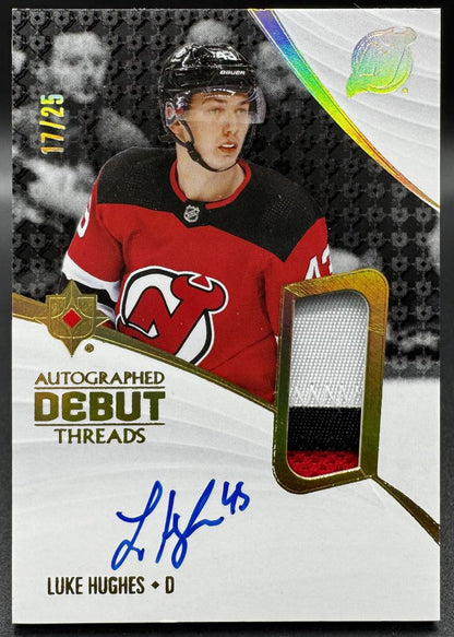 2023-24 UD Ultimate Collection Debut Threads Luke Hughes RC Auto Patch
