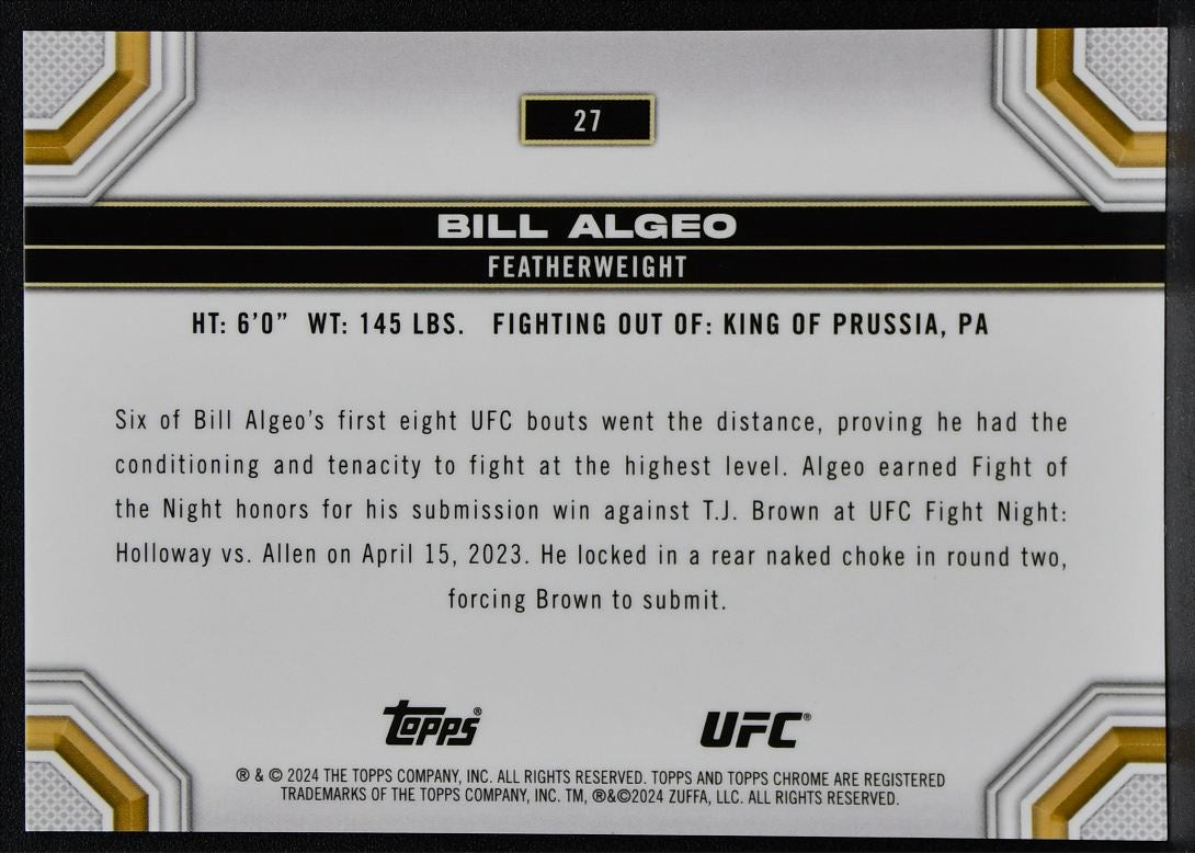 2024-25 Topps Chrome UFC - Yellow Bill Algeo 27 41/50