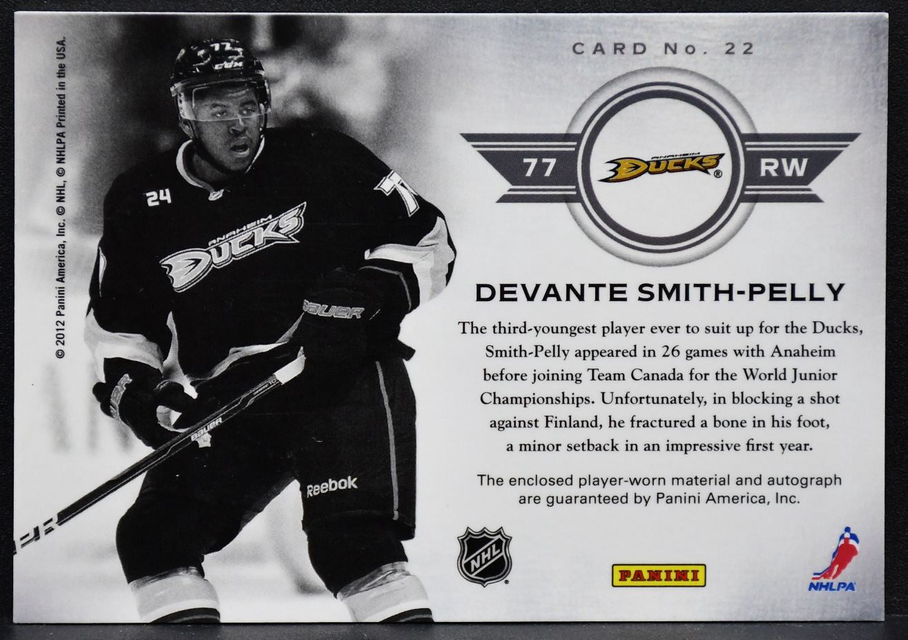 2012-13 Panini Titanium Rookie Reserve Patch Devante Smith-Pelly 22 RC Auto /25