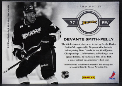 2012-13 Panini Titanium Rookie Reserve Patch Devante Smith-Pelly 22 RC Auto /25