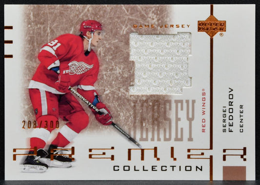 2001-02 UD Premier Collection Jerseys Sergei Fedorov Red Wings /300 Jersey 3288
