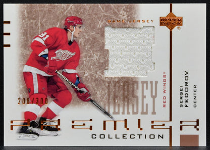 2001-02 UD Premier Collection Jerseys Sergei Fedorov Red Wings /300 Jersey 3288