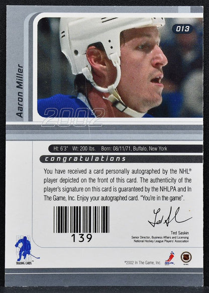 2001-02 Be a Player Signature Series Autographs Gold Aaron Miller 013 Auto 9699