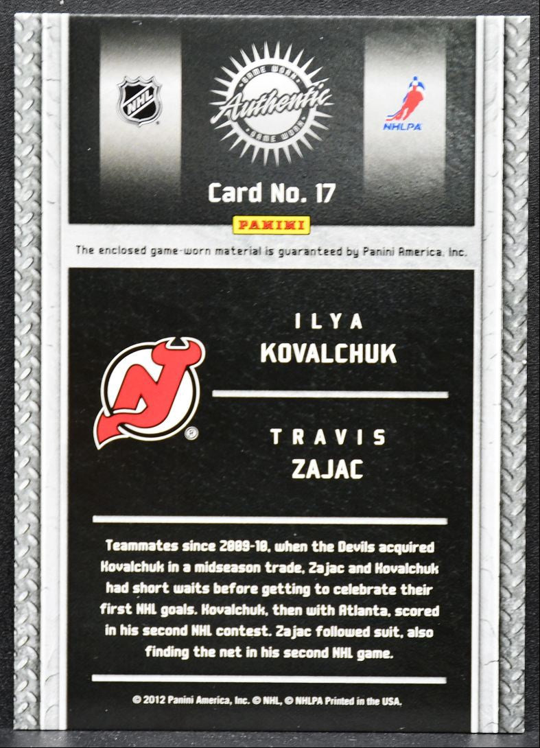 2011-12 Panini Titanium Game Worn Gear Dual Kovalchuk/Zajac /300 Jersey 4511