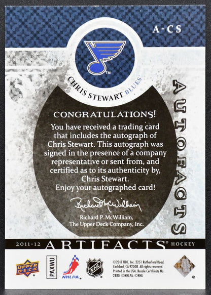 2011-12 Upper Deck Artifacts Autofacts Chris Stewart A-CS Blues Auto 8591