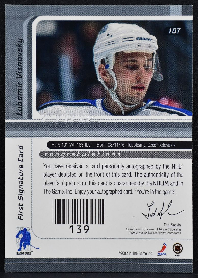 2002-03 Be a Player Signature Series Auto Lubomir Visnovsky 107 Kings Auto 7440