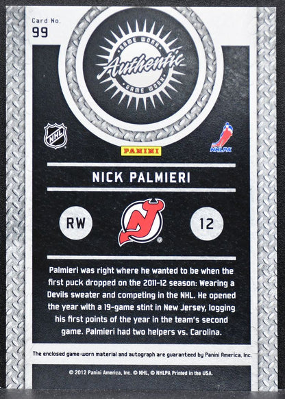 2011-12 Panini Titanium Game Worn Gear Autographs Nick Palmieri Auto Jersey 0404