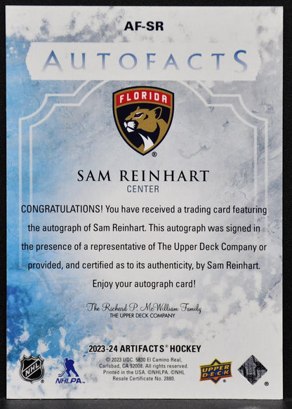 2023-24 UD Artifacts Auto Facts Sam Reinhart AF-SR Florida Panthers Auto