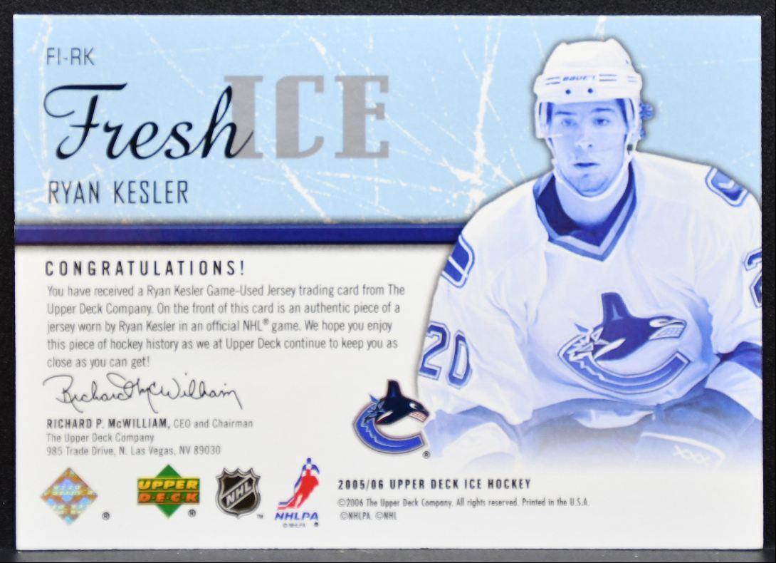 2005-06 Upper Deck Ice Fresh Jersey Ryan Kesler Vancouver Canucks Jersey 5319
