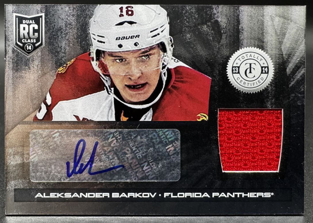 Maillot de recrue totalement certifié Panini 2013-14 Maillot Aleksander Barkov Auto