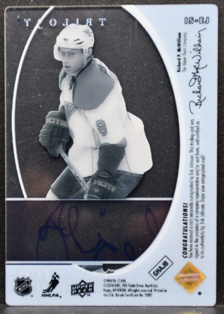 2008-09 Upper Deck Trilogy Ice Scripts Erik Johnson St. Louis Blues Auto 7126