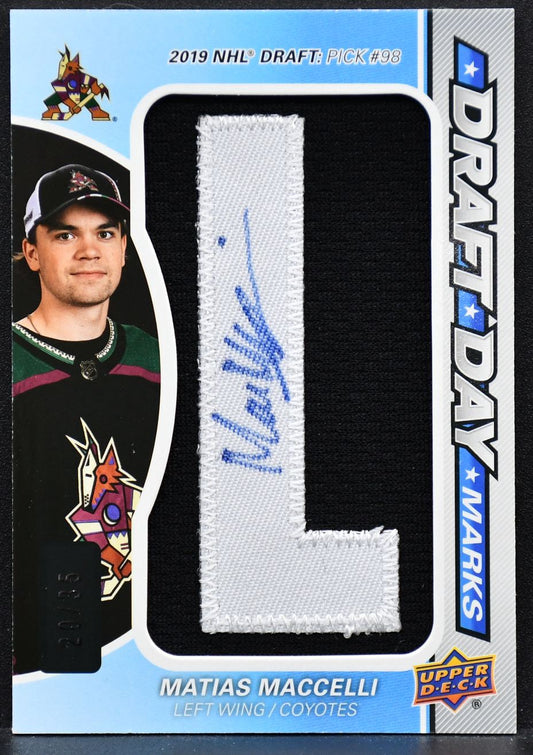 2023-24 SP Game Used Draft Day Marks Matias Maccelli 421 RC Auto 20/35 Patch