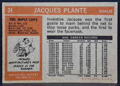1972-73 Topps Jacques Plante 24 Toronto Maple Leafs 6644