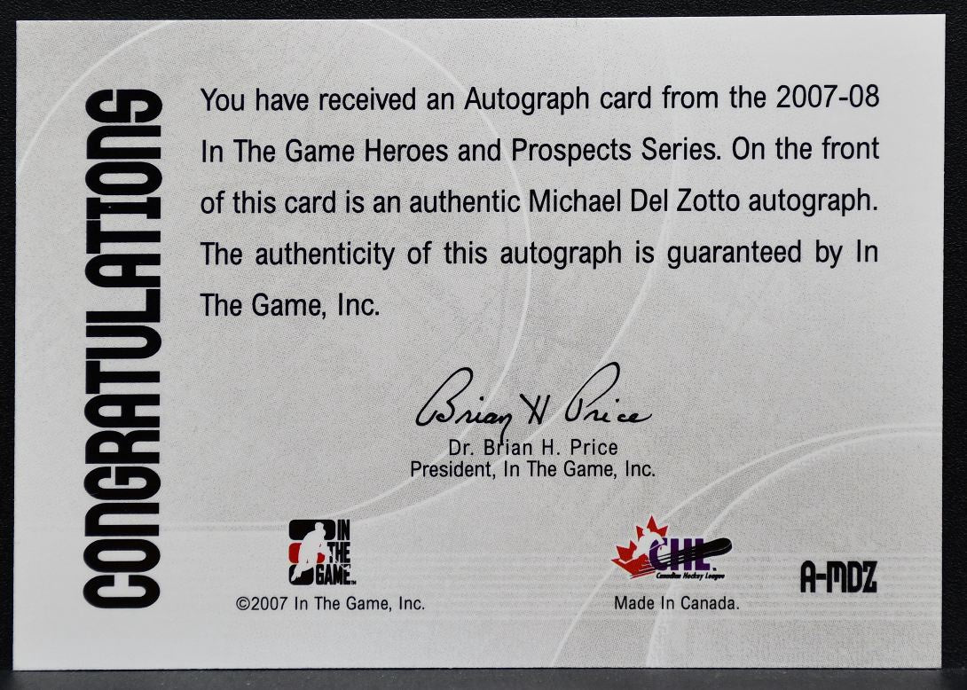2007-08 In The Game Heroes and Prospects Autograph Del Zotto Auto 9060