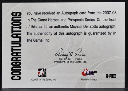 2007-08 In The Game Heroes and Prospects Autograph Del Zotto Auto 9060