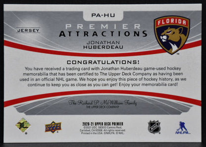 20-21 UD Premier Attractions Jersey Huberdeau Panthers /99 Jersey 4169