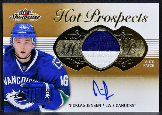 2013-14 Fleer Showcase Hot Prospects Auto Patch Jensen RC Auto Patch 9576