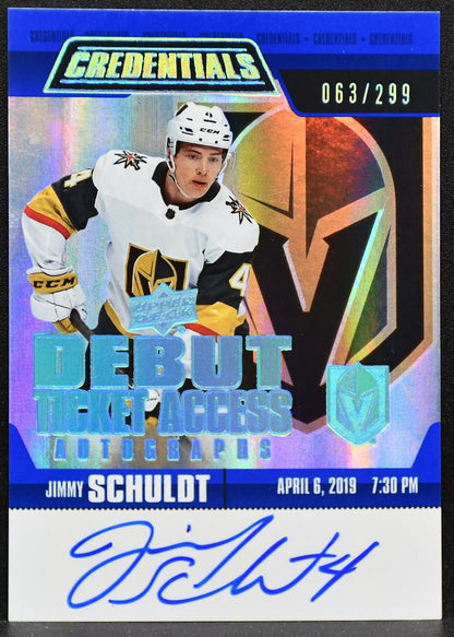 2019-20 UD Credentials Ticket Access Schuldt Golden Knights RC Auto 063/299 5880