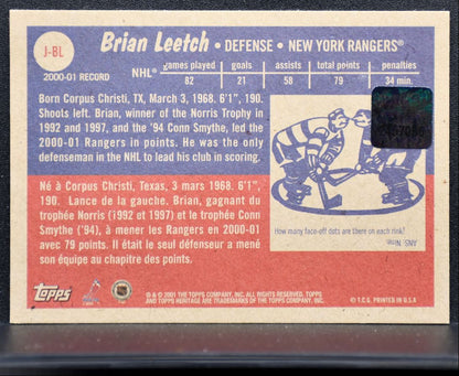 2001-02 Topps Heritage Jerseys Brian Leetch J-BL Jersey 2180