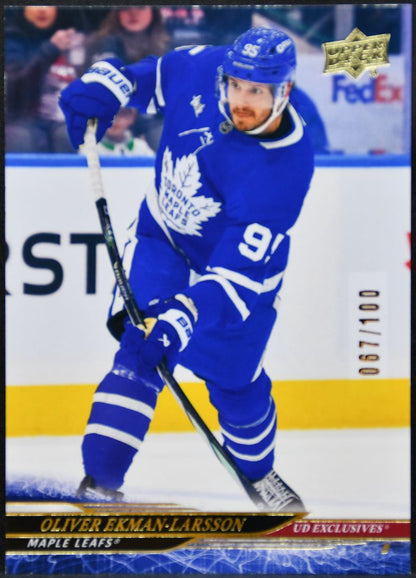 2024-25 UD Extended Series UD Exclusives Ekman-Larsson Maple Leafs /100 8660