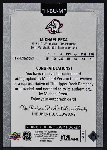 Chronologie de la franchise UD 2018-19 Autos Peca FH-BU-MP Buffalo Sabres Auto