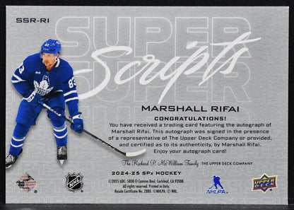 2024-25 SPx SuperScripts Rookie Marshall Rifai SSR-RI  RC Auto