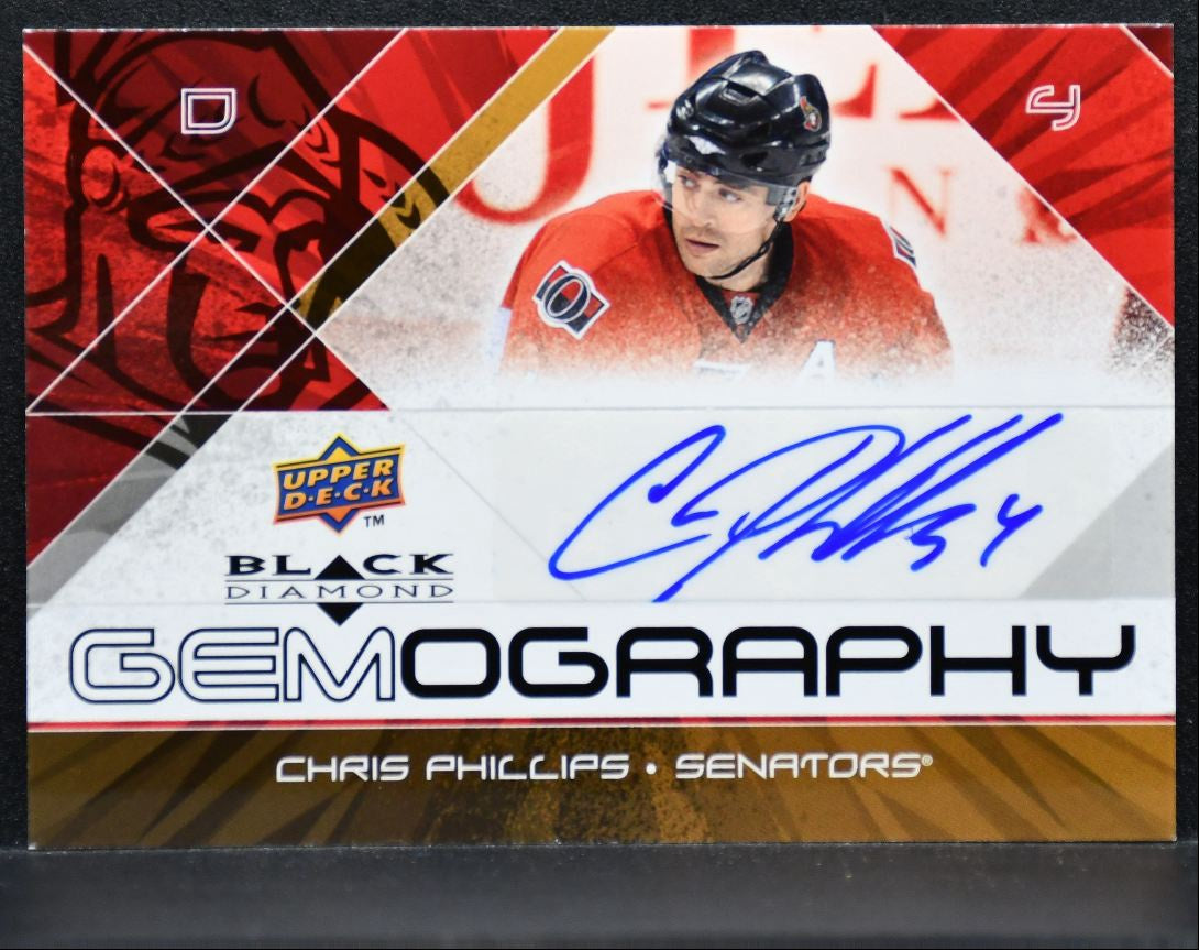 2008-09 Upper Deck Black Diamond Gemography Chris Phillips Senators Auto 9977