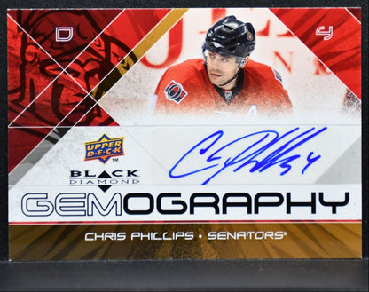 2008-09 Upper Deck Black Diamond Gemography Chris Phillips Senators Auto 9977