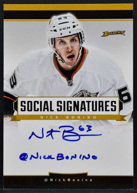 2012-13 Panini Social Signatures Nick Bonino SS-NB Anaheim Ducks Auto 8771
