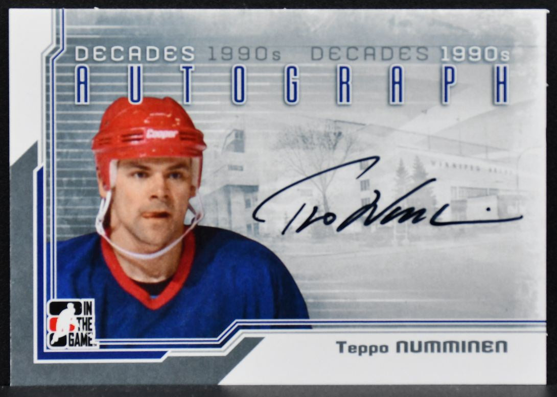2013-14 In The Game Decades 1990s Autographs Teppo Numminen A-TNU Auto 9965