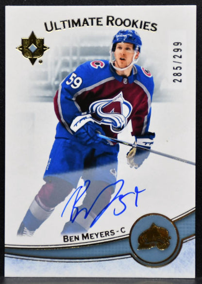 2022-23 UD Ultimate Collection Rookies Ben Meyers Avalanche RC Auto 285/299 6990