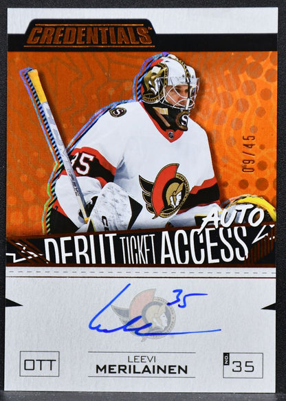 23-24 Credentials Debut Ticket Access Auto Orange Leevi Merilainen DTAA-LM /45