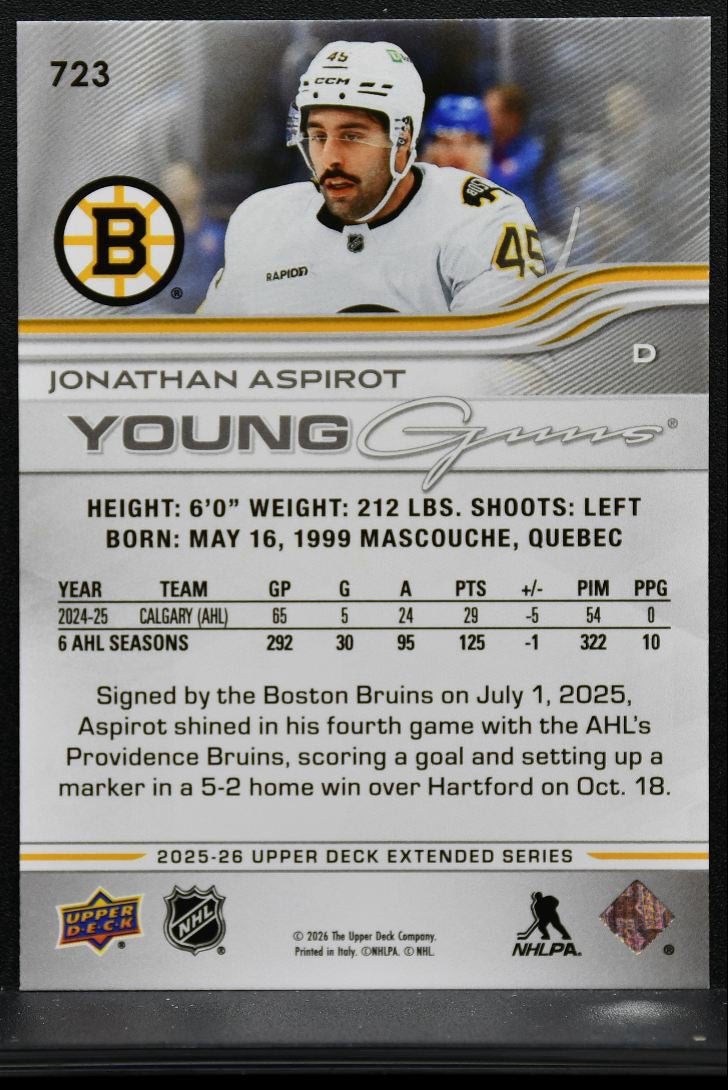 2025-26 Upper Deck Extended Series Young Guns Jonathan Aspirot Bruins RC 9973