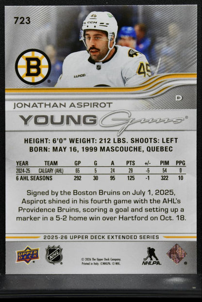 2025-26 Upper Deck Extended Series Young Guns Jonathan Aspirot Bruins RC 9973