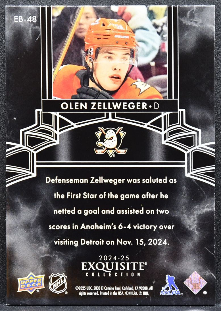 2024-25 UD The Cup Exquisite Collection Black Olen Zellweger Ducks RC 01/99 3646