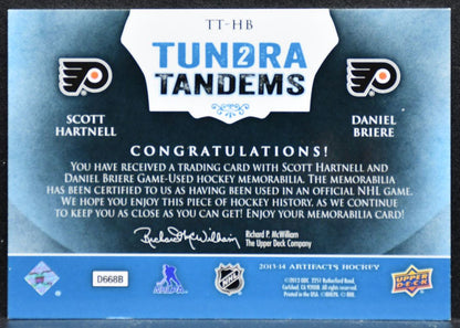 2013-14 UD Artifacts Tundra Tandems Blue Dual Jersey Hartnell/Briere Jersey 5757