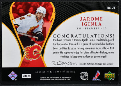 2007-08 UD Trilogy Honorary Swatches Jarome Iginla HS-JI Jersey 9066