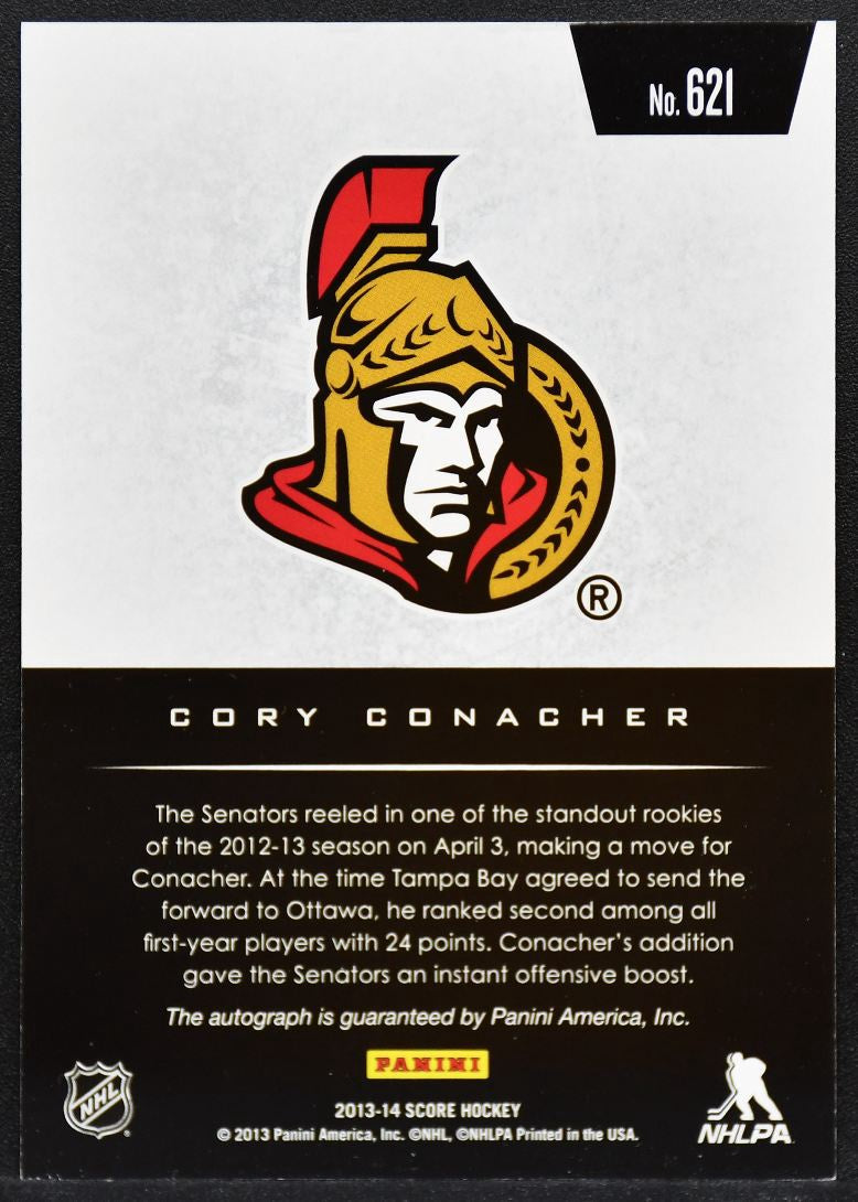 2013-14 Panini Score Hot Rookies Auto Cory Conacher 621 Senators RC Auto 9475