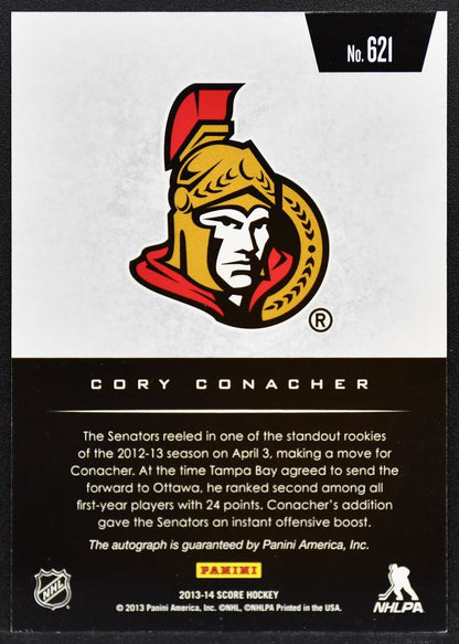 2013-14 Panini Score Hot Rookies Auto Cory Conacher 621 Senators RC Auto 9475