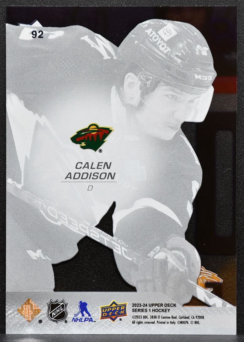 2023-24 Upper Deck Series 1 Clear Cut Calen Addison 92 Minnesota Wild 1648