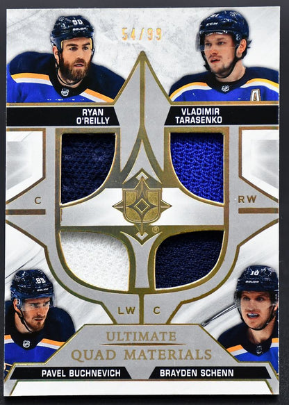 2021-22 UD Ultimate Quad Materials O'Reilly / Tarasenko /  Schenn /99 Jersey