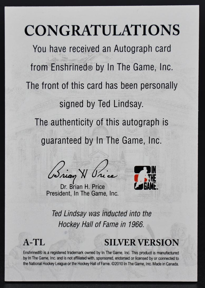 2010-11 In The Game Ted Lindsay A-TL Auto