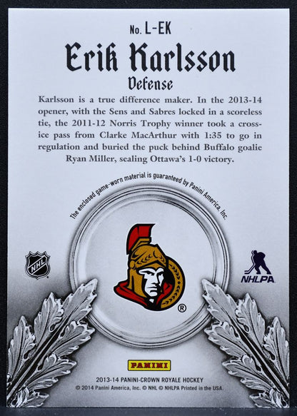 2013-14 Panini Crown Royale Lords of the NHL Materials Karlsson Jersey 5420