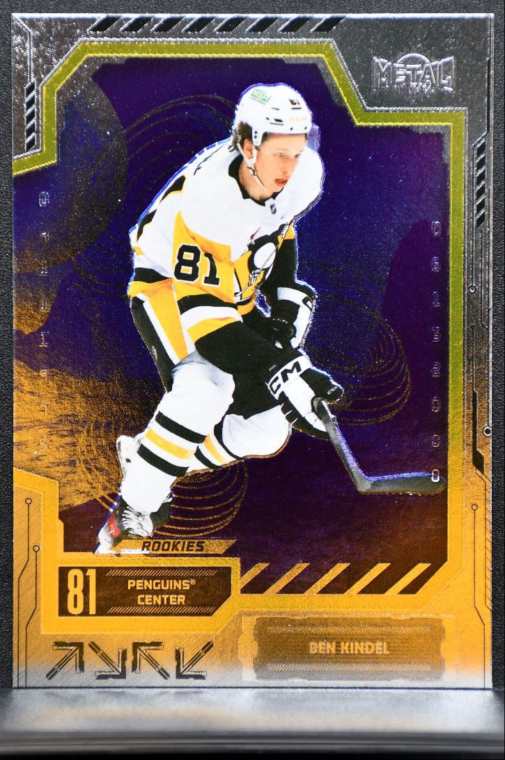 2025-26 SkyBox Metal Universe Rookie Ben Kindel 104 Pittsburgh Penguins RC 3635